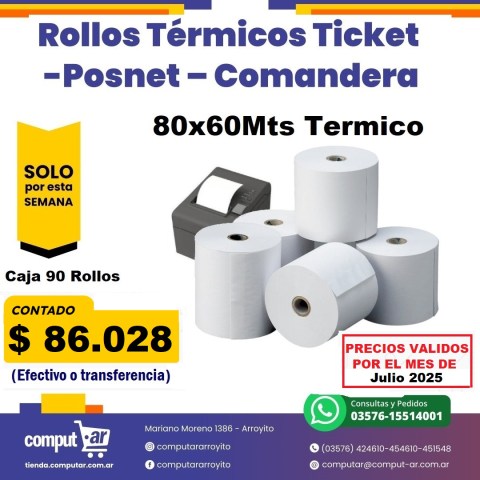 JUL25 -SES-Caja x 90 Rollos 80 x 60 termico